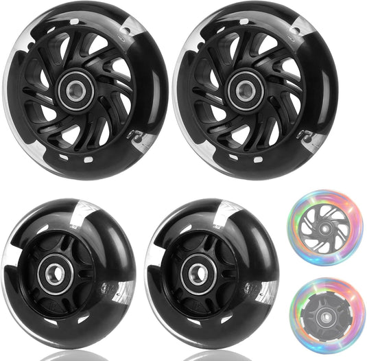 DBREAKS Lichtgevende stuntstep, wielen met ledverlichting, 100 mm, ABEC, 9 kogellagers, hardheid 88A, geschikt voor alle scooters (zwart)