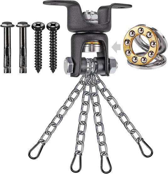 Kit de suspension pour sac de frappe avec support de plafond pivotant à 360 degrés et 4 chaînes – support pour sac de frappe – suspension d’entraînement