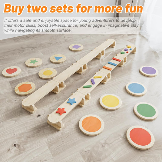 3-in-1 houten balansset voor kinderen met stapstenen – Montessori speelgoed – obstakelbaan – balanstraining