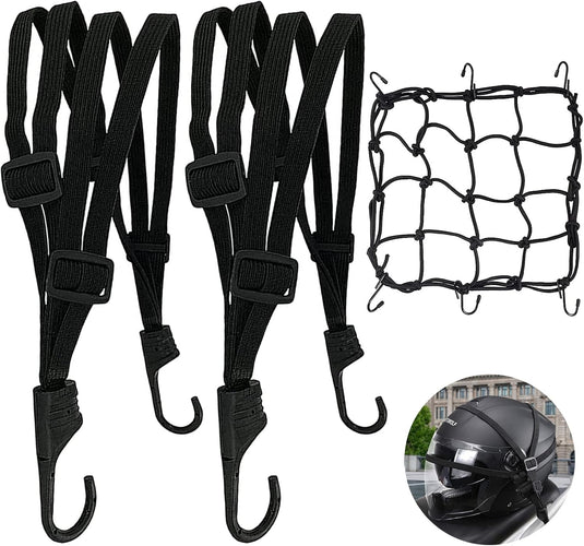 Elastische bagagespanners met haken en bagagenet – 3-delig