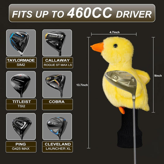 Pluche golfclubhoes met eendenontwerp voor drivers tot 460cc – dierenheadcover – golfartikelen