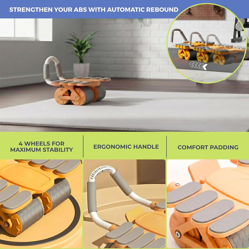 Laad afbeelding in Galerijviewer, Ab roller met automatische rebound elleboogsteun en telefoonhouder – buikspiertrainer – ab wheel
