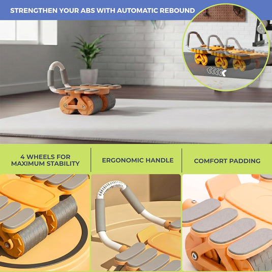 Ab roller met automatische rebound elleboogsteun en telefoonhouder – buikspiertrainer – ab wheel
