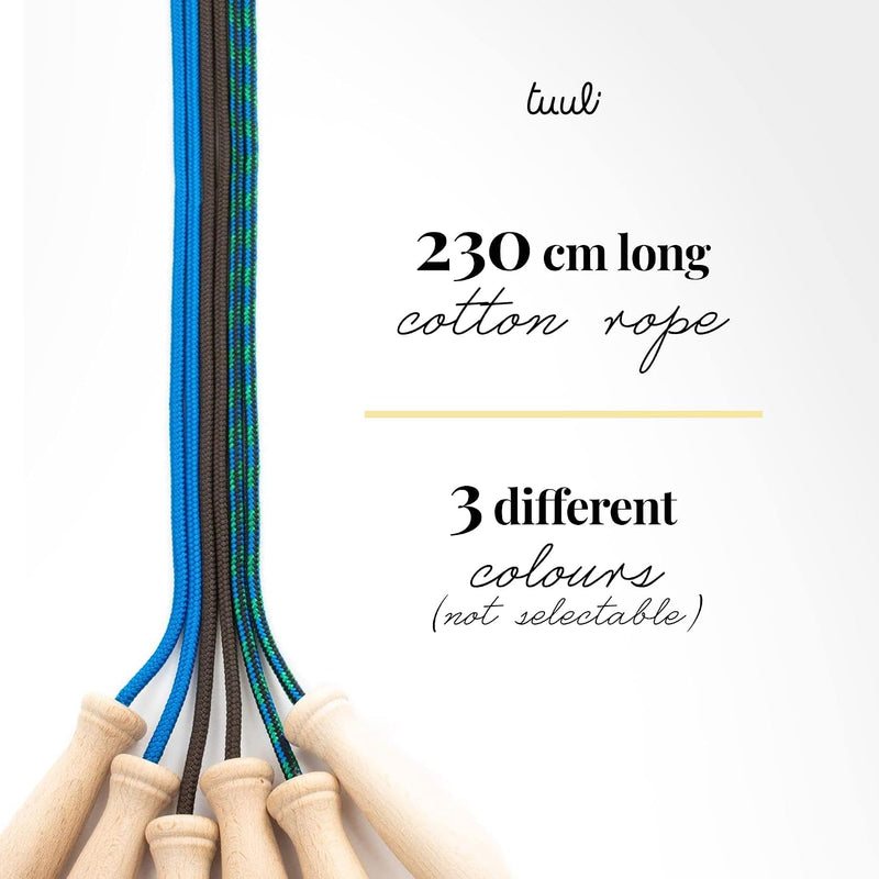 Load image into Gallery viewer, Tuuli Accessories – Jump Rope with Wooden Handles and Cotton Rope, Skipping Rope for All Ages, Exercise Tool for Fitness, 230 centimeters
