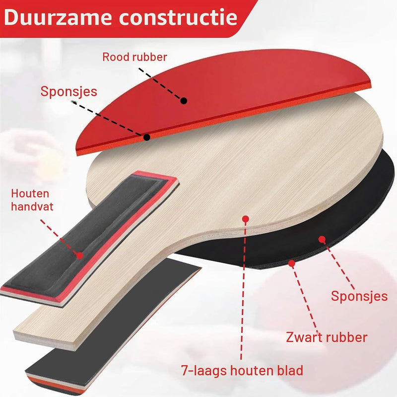 Load image in Gallery Viewer, 2 table tennis paddles made of multilayer wood with 3 balls and a carry bag – ping-pong paddles – table tennis training
