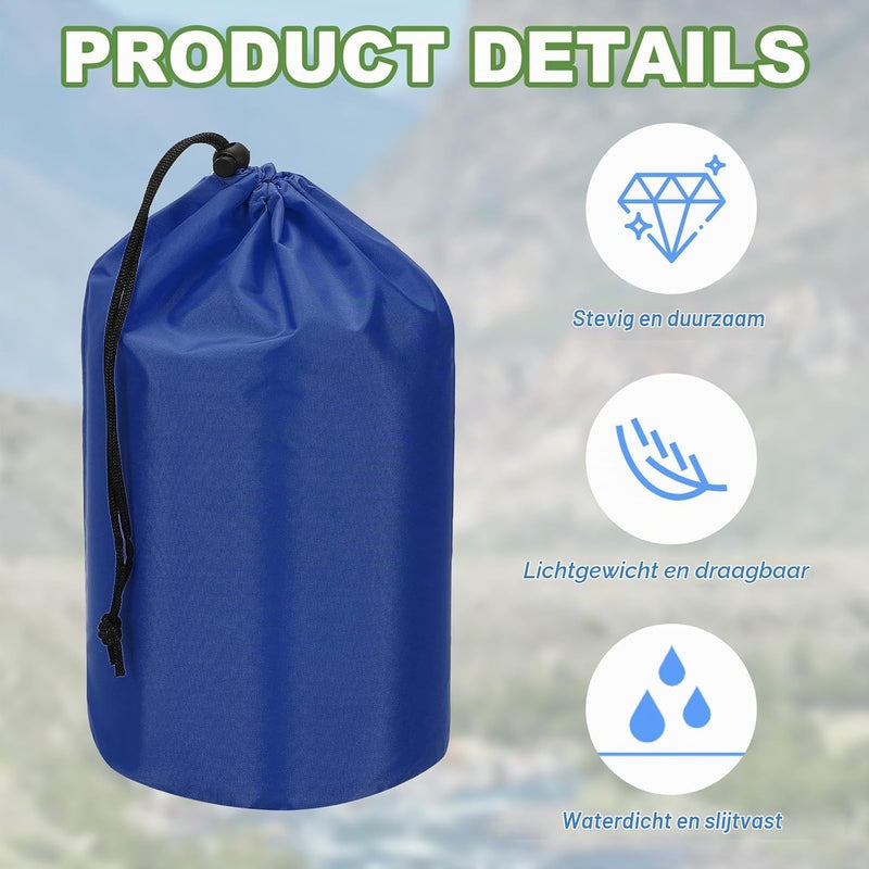 Załaduj obraz do przeglądarki galerii, Waterdichte opbergzakken 2 stuks 13 x 25 cm met trekkoord donkergrijs – stuff sacks – camping accessoires
