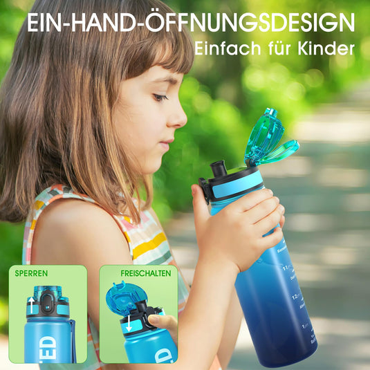 Drinkfles 750 ml BPA-vrij met tijdmarkeringen en lekvrije dop – waterfles – sportfles
