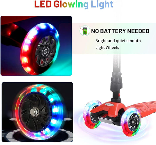 DBREAKS Lichtgevende stuntstep, wielen met ledverlichting, 100 mm, ABEC, 9 kogellagers, hardheid 88A, geschikt voor alle scooters (zwart)