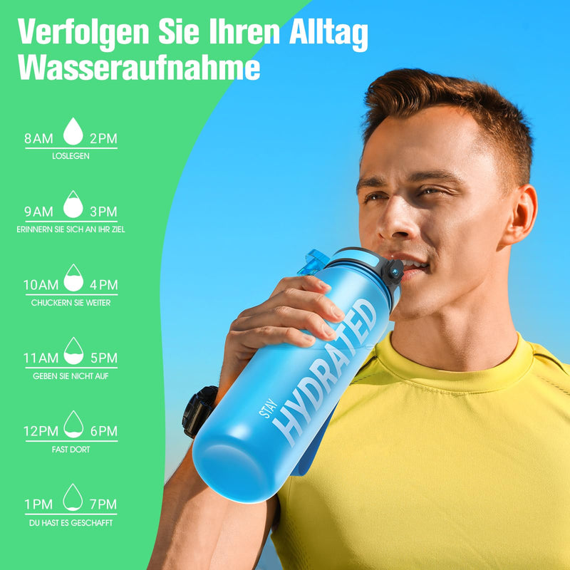 Laden Sie das Bild in Galerie -Viewer, Drinkfles 750 ml BPA-vrij met tijdmarkeringen en lekvrije dop – waterfles – sportfles
