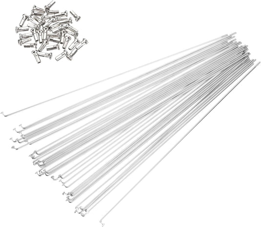 Fietsspaken 36 stuks 14G 170 x 2 mm van roestvrij staal met messing nippels – J-bend spaken – fietsonderdelen