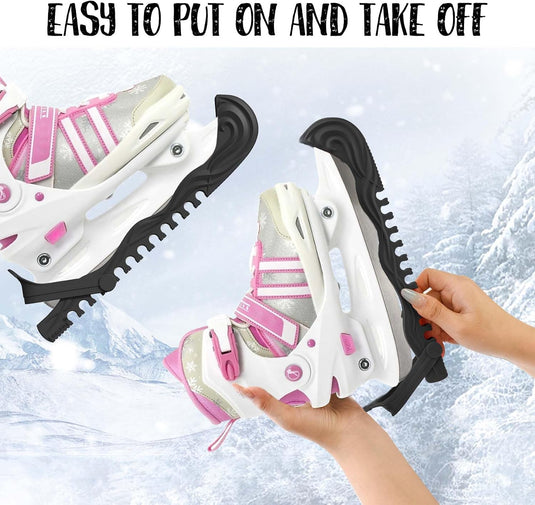 Verstelbare schaatsbeschermers wit 27 cm – 1 paar