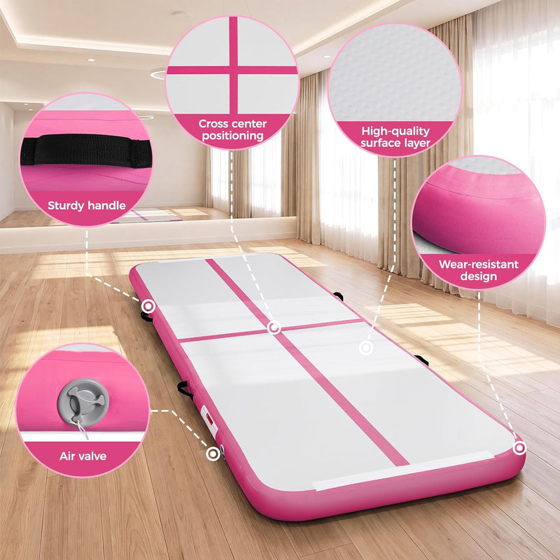 Chargez l'image dans la visionneuse de la galerie, Opblaasbare turnmat 3 m met air roller – 10 cm dik – gymnastiekmat met elektrische pomp voor tumbling en cheerleading
