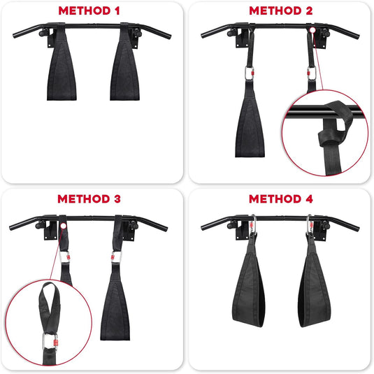 DASKING Hangende buikbanden, 1 paar dikke gewatteerde arm buikbanden met 2 karabijnhaken voor pullup bar core krachttrainingssystemen thuis gym trainingsapparatuur