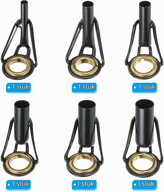 Hengel tip reparatieset (6 stuks) - Roestvrij stalen hengelogen 2-6 mm - Hengeloog vervanging zout- en zoetwater