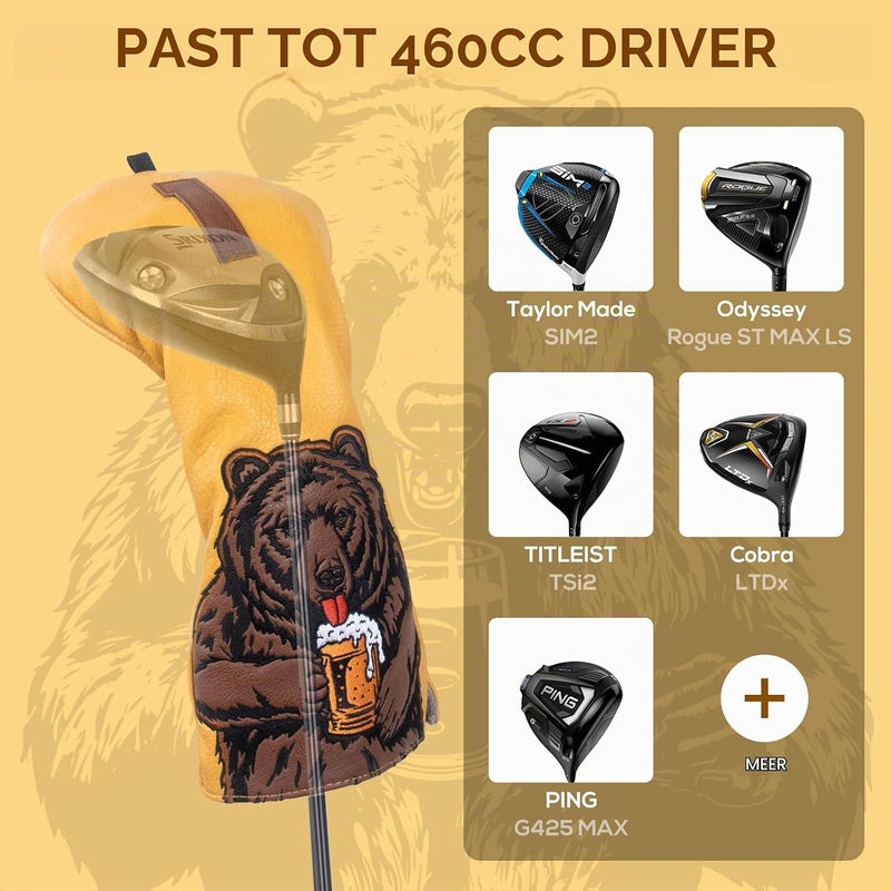 Chargez l'image dans la visionneuse de la galerie, Golfclub beschermhoes met bierdrinkende beer borduurwerk voor drivers tot 460cc – driver headcover – golfartikelen
