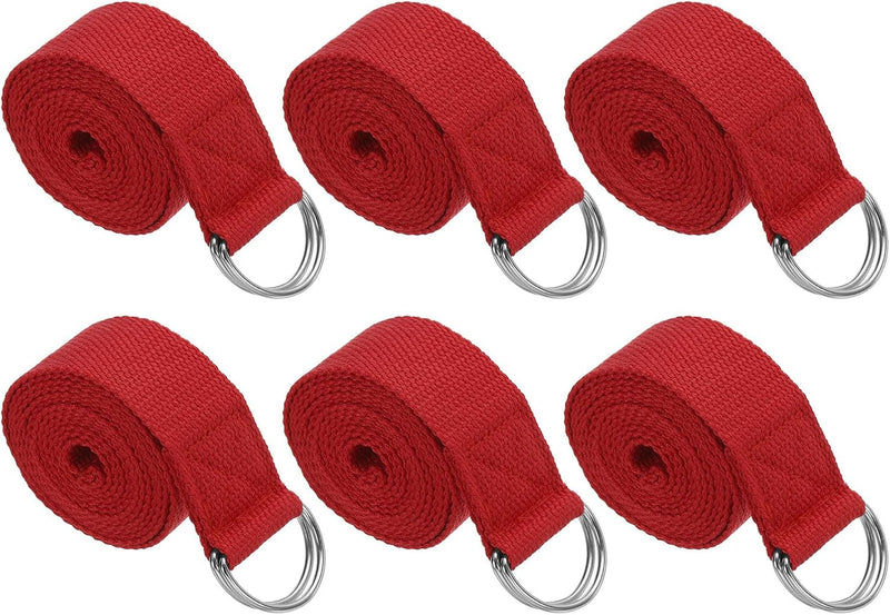 Załaduj obraz do przeglądarki galerii, Yogariemen 6 stuks 180 x 3,8 cm van katoen met D-ring bruin – stretchbanden – yoga pilates accessoires

