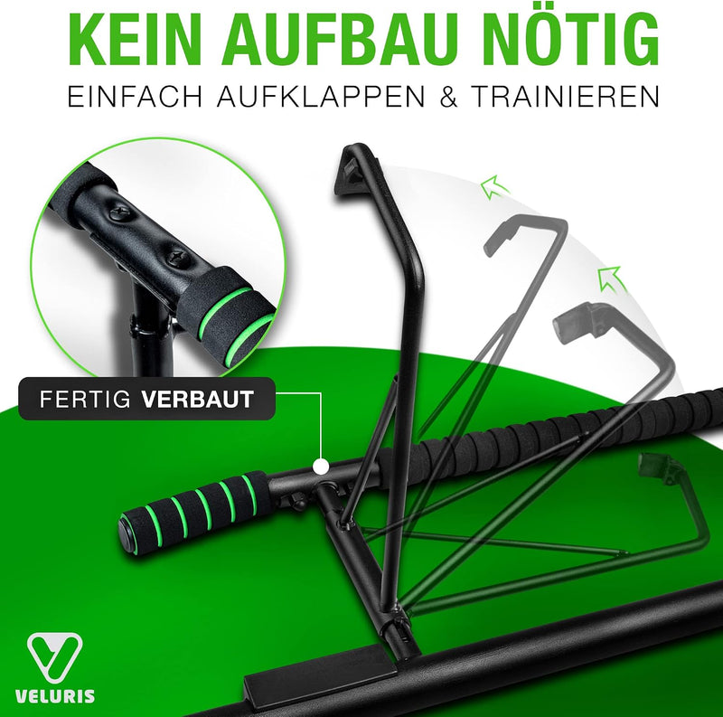 Laad afbeelding in Galerijviewer, Veluris Optrekstang voor deurkozijnen - Zware optrekstang [tot 200 kg] - Deurstang zonder montage - 20 cm hoger in het kozijn - Ook voor dips en push-ups (rond)
