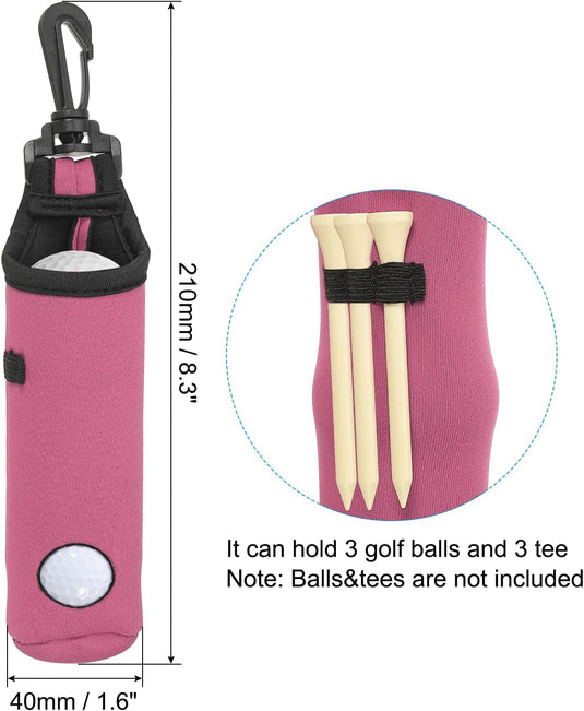 Golfbal houder van neopreen voor 3 ballen en 3 tees lichtroze – golfbal draagtas – golf accessoires