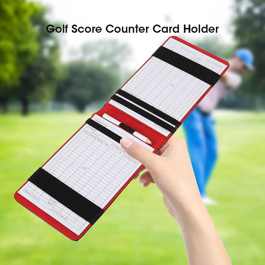 Golfscorekaarthouder van PU leer met slangenhuidstructuur inclusief 2 scorekaarten en potlood – scoreboekhouder – golfnotities