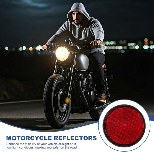 Runde Reflektoren 2 Stück 60 mm rot mit M6-Schraubbefestigung – Sicherheitsreflektoren – Fahrrad- und Motorradzubehör