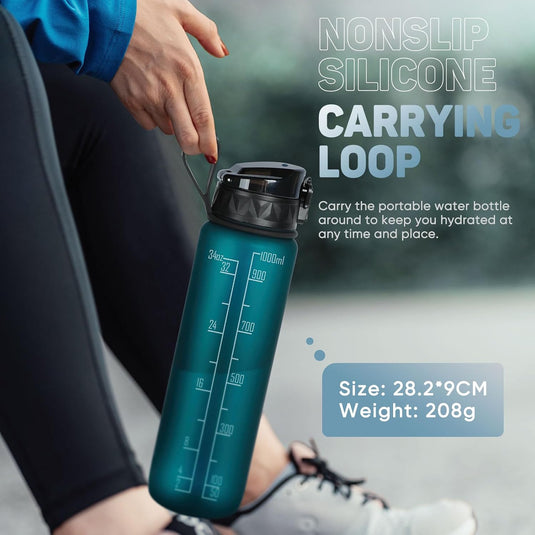 Drinkfles 1 liter BPA-vrij met antislip grip en lekvrije sluiting – waterfles – sportfles