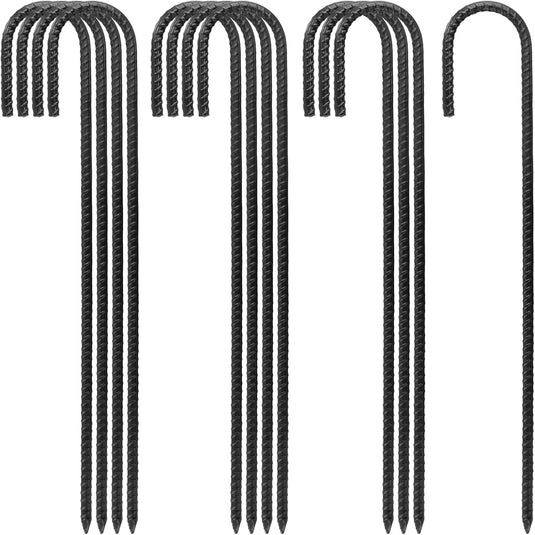 Grondankers 12 stuks 40 cm met J-haak van staal – trampoline haringen – stormankers