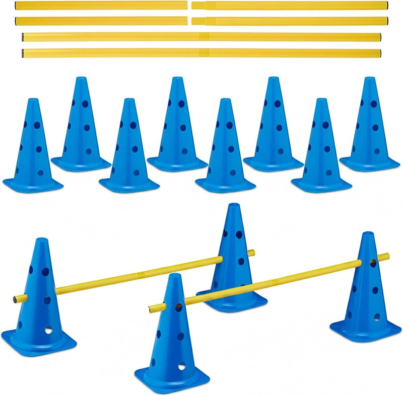Load image into Gallery viewer, Agility hindernisset 18-delig met 12 pionnen en 6 stokken – hondentraining – sporthorden
