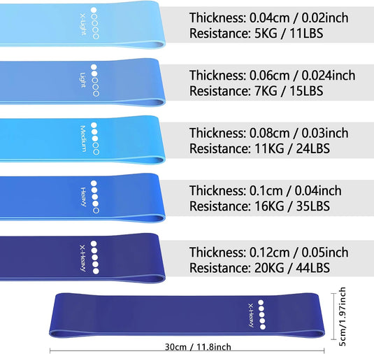 Resistance Band, Weerstandsbanden Set Van 5, Resistance Band Set Met Oefeninstructies En Draagtas, Gymnastiekband Voor Yoga, Krachttraining, Pilates, Fitness, thuis trainen, stretchen