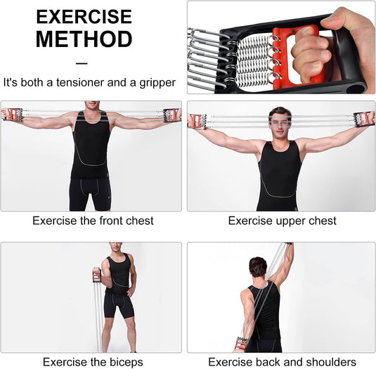 DBREAKS Borstverlenging, borstverlenging, verstelbare borstexpander, trekkrachtverlenging, fitnesskabel, multifunctioneel, met 5 afneembare veren, voor spiertraining