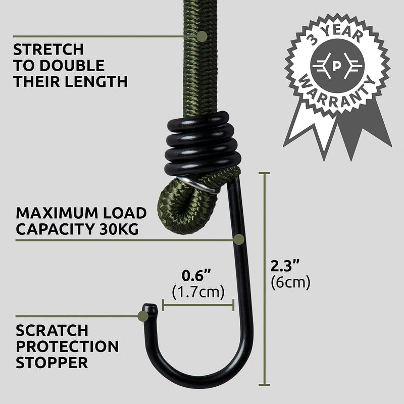 Load image into Gallery viewer, Pluvios Robuuste snelbinders met haken, 10 stuks, maat naar keuze, elastische multifunctionele rubberen spanbanden voor bagage, dakdragers, camping, weerbestendig, UV-bestendige snelbinder, 30 cm
