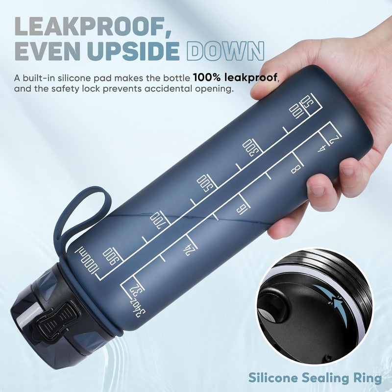 Laden Sie das Bild in Galerie -Viewer, Drinkfles 1 liter BPA-vrij met antislip grip en lekvrije sluiting – waterfles – sportfles
