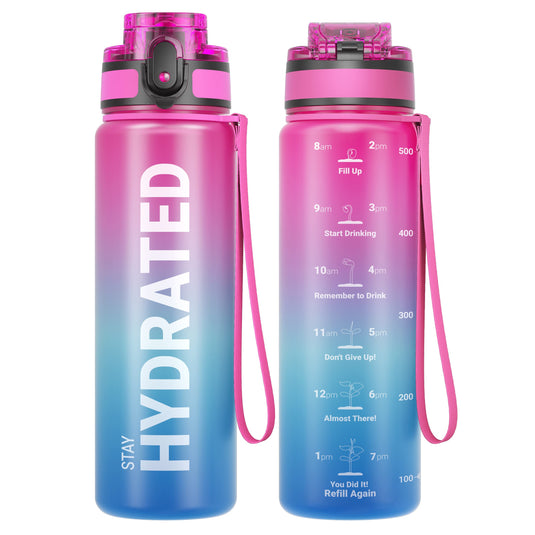 Drinkfles 750 ml BPA-vrij met tijdmarkeringen en lekvrije dop – waterfles – sportfles