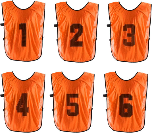 Voetbal trainingshesjes 6 stuks genummerd 1 tot 6 voor volwassenen – teamvesten – sporthesjes