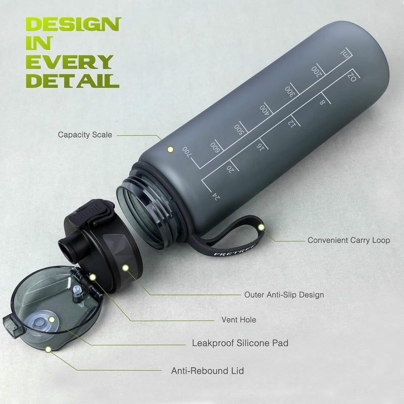 Laden Sie das Bild in Galerie -Viewer, Drinkfles 1 liter BPA-vrij met antislip grip en lekvrije sluiting – waterfles – sportfles

