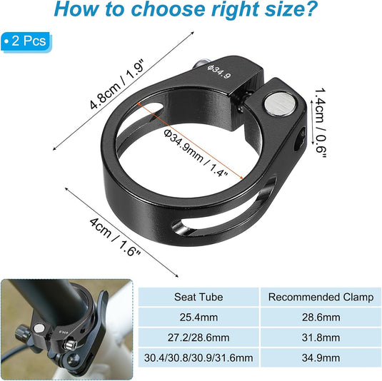 Fiets zadelpenklem 34,9 mm (2 stuks) - Aluminium zitbuis klem - Zadelpen klem mountainbike & racefiets