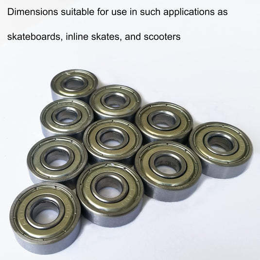 Tonmp 100 PCS 608-ZZ Ball Bearing - Double Metal Sealed Shielded Miniature Deep Groove Bearings for Furniture Wheel,Skateboards, Inline Skates, Scooters, Roller Blade Skates (8mm x 22mm x 7mm)