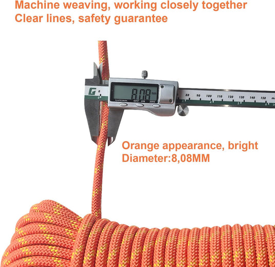Statisch outdoor touw 2 m x 8 mm – nylon touw met 2 stalen haken voor camping en buitengebruik