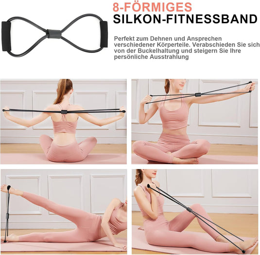 Pilates bar set met 5 weerstandsbanden en accessoires