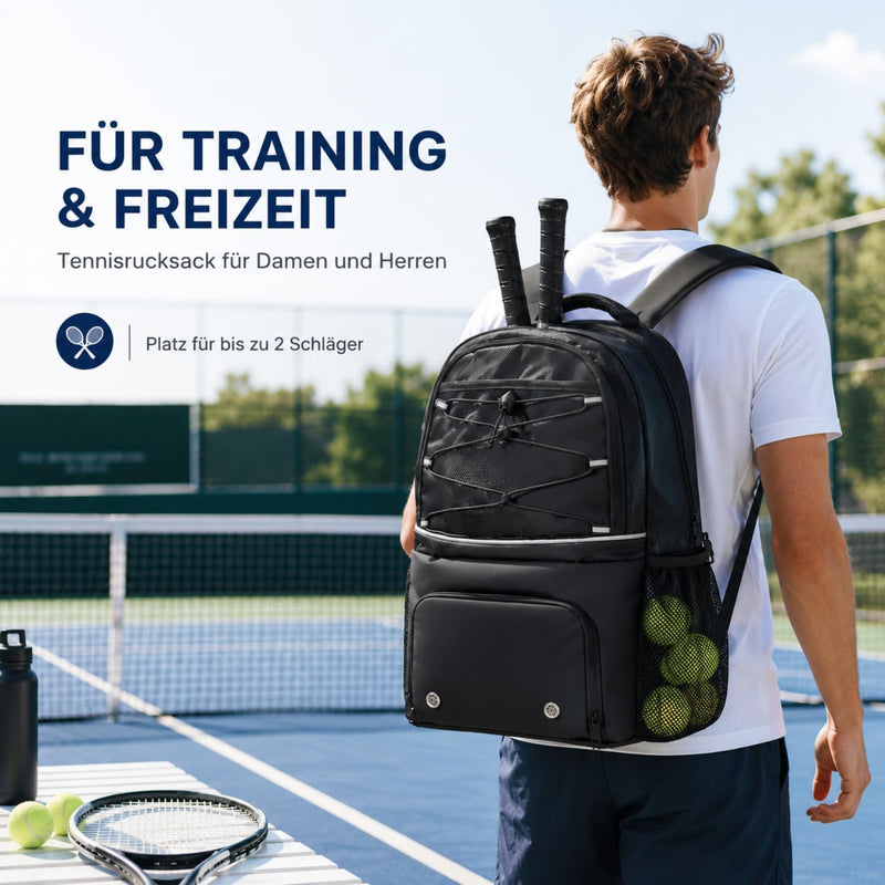 Load image into Gallery viewer, Tennisrugzak met schoenenvak voor 2 rackets zwart
