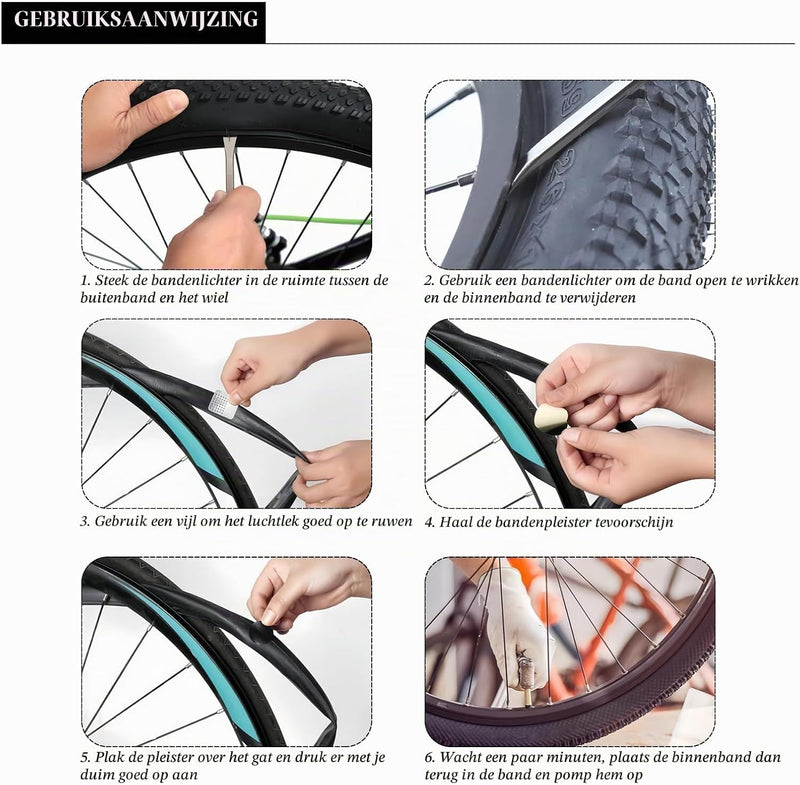 Bild im Galerie-Viewer laden, 18-teiliges Fahrradreifen-Reparaturset mit selbstklebenden Flicken und Reifenhebern aus Metall – Reifenreparatur – Fahrradpanne
