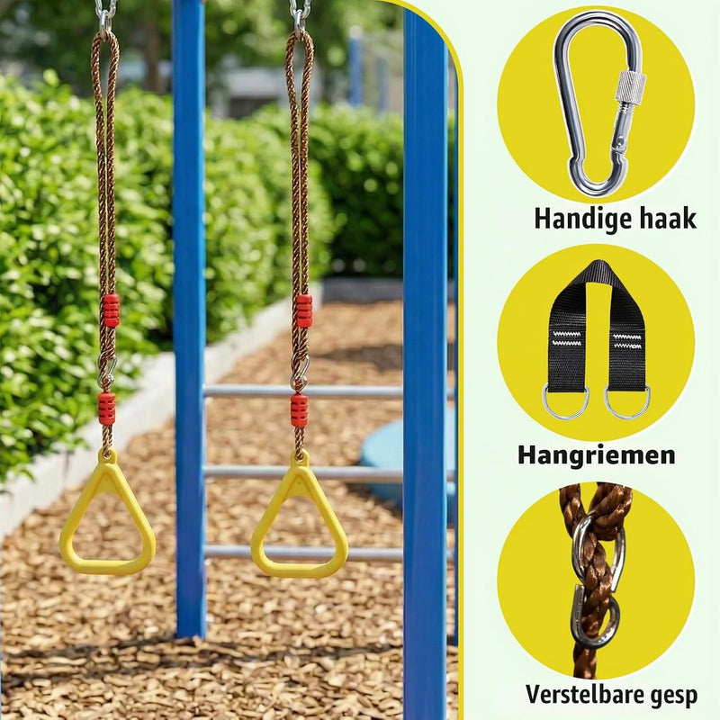 Load image into Gallery viewer, Gymnastiekringen 2 stuks met verstelbare touwen 120-200 cm tot 120 kg – klimringen – schommel accessoires
