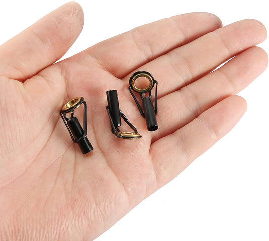 Hengel topogen 3 stuks 1 mm van roestvrij staal zwart-goud – hengeltop reparatieset – visaccessoires
