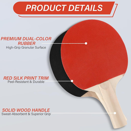 Ensemble de tennis de table avec filet rétractable de 175 cm, comprenant 2 raquettes et 6 balles - jeu de ping-pong - matériel de tennis de table