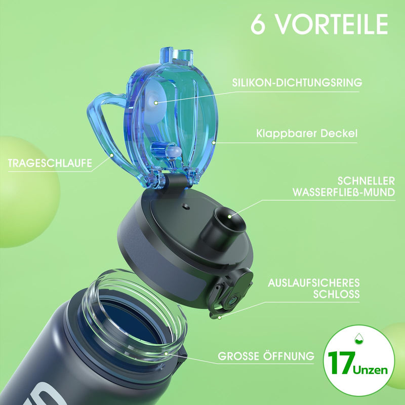 Laden Sie das Bild in Galerie -Viewer, Drinkfles 750 ml BPA-vrij met tijdmarkeringen en lekvrije dop – waterfles – sportfles
