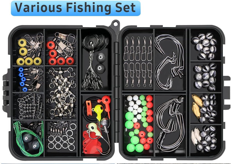 Carica l’immagine nel visualizzatore della galleria, Set di accessori da pesca alla carpa da 191 pezzi con ami, girelle e fermaboilies, inclusa scatola portaoggetti – montature per carpe – attrezzatura da pesca
