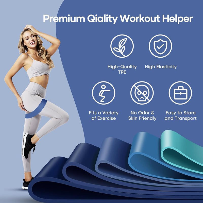 Chargez l'image dans la visionneuse de la galerie, Fitness elastieken 5-delige set met verschillende weerstandsniveaus – weerstandsbanden – resistance bands
