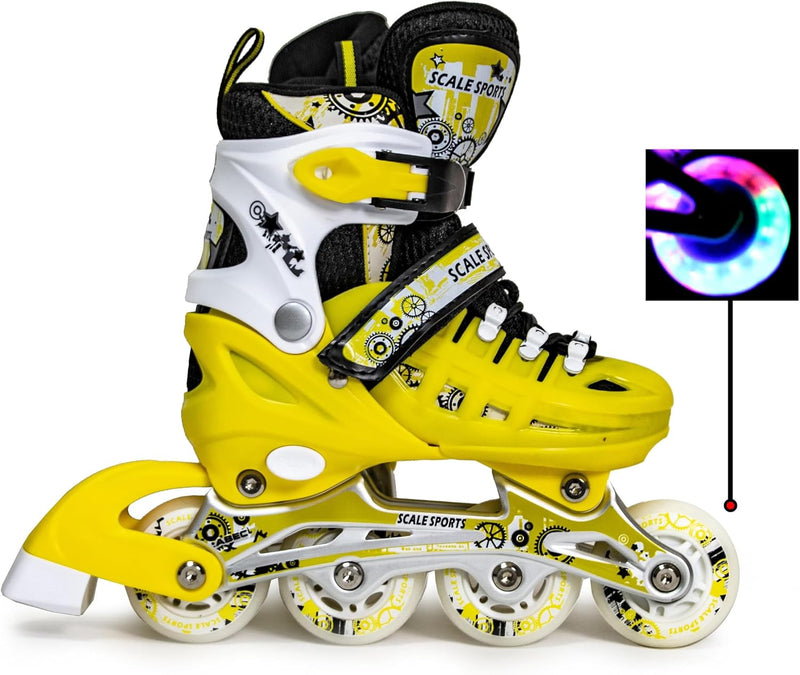 Load image into Gallery viewer, Adjustuble Rolschaatsen met oplichtende wielen voor kinderen en volwassenen - Kids Inline Roller laarzen met opbergtas voor peuters, rolschaatsen voor meisjes, jongens, professionals en
