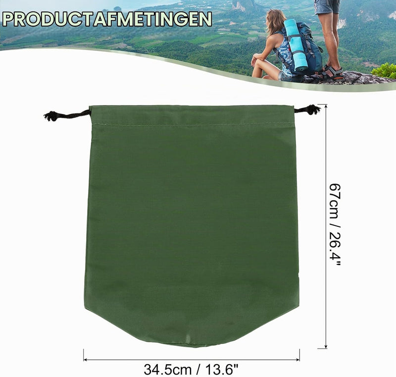 Laden Sie das Bild in Galerie -Viewer, Waterdichte opbergzak 34,5 x 67 cm met trekkoord donkergroen – stuff sack – camping accessoires
