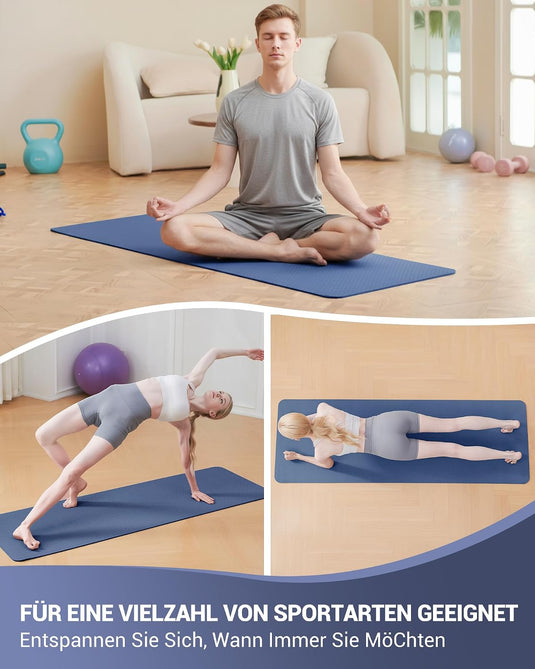 Good Nite Yogamat, Gymnastiek, Pilates Oefenmat voor vrouwen, antislip, dik 6 mm met draagriem, Tpe, 183 x 61 x 0,6 cm