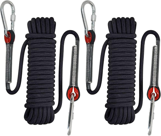 2x statisch outdoor touw 10 m x 10 mm – met 4 karabijnhaken en reflecterende details